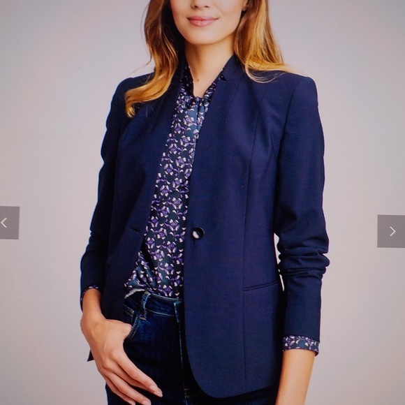 T Tahari Dark Navy Blue Fitted Blazer - Picture 1 of 8